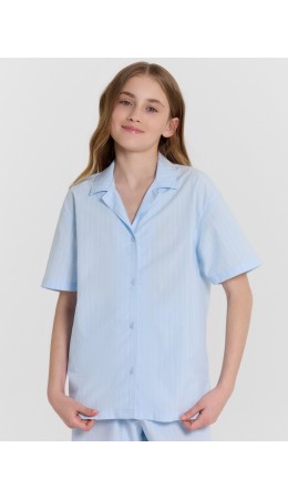 Рубашка полоска на голубом