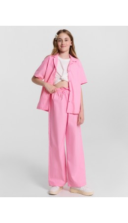 Брюки полоска на розовом