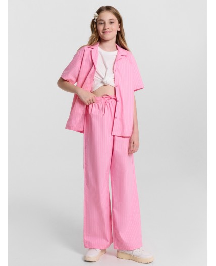 Брюки полоска на розовом