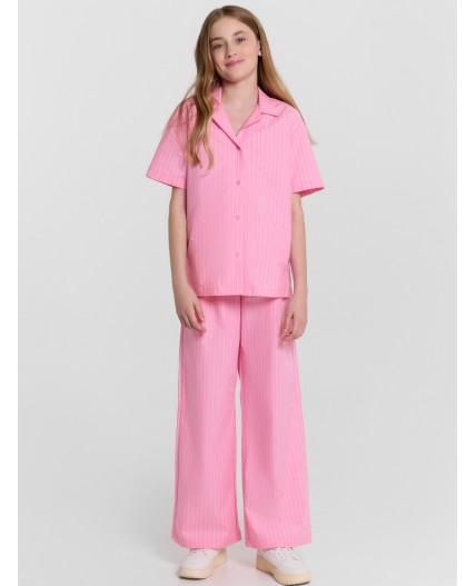 Брюки полоска на розовом