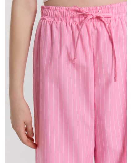 Брюки полоска на розовом