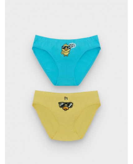 Трусы ярко -желтый +синий +печать