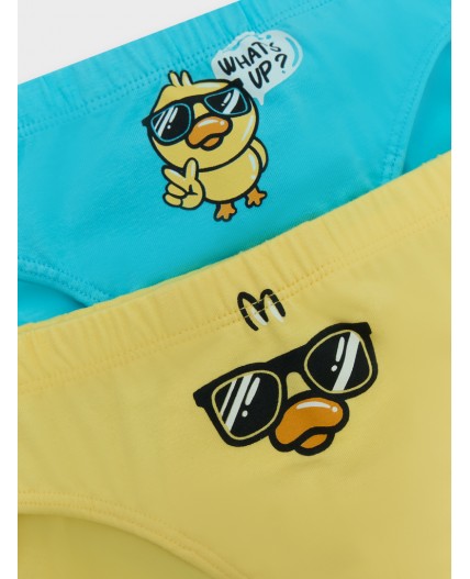 Трусы ярко -желтый +синий +печать