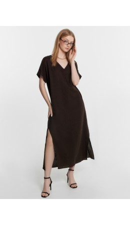 Платье домашнее т.коричневый