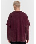 Лонгслив винный acid wash