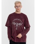 Лонгслив винный acid wash