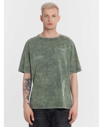 Футболка ACID WASH серый +печать