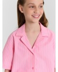 Рубашка полоска на розовом