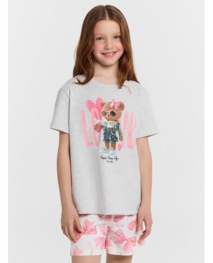 Комплект серый меланж 4306-А +бантики на белом