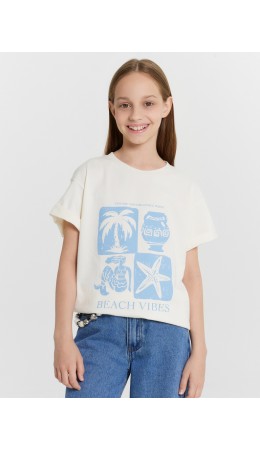 Футболка молочный +печать1