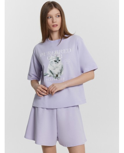 Футболка лиловый вереск +печать