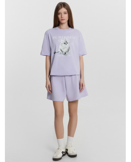 Футболка лиловый вереск +печать