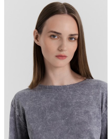 Джемпер ACID WASH серый +печать