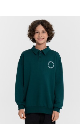 Свитшот хвойно -зеленый +печать