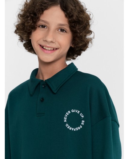 Свитшот хвойно -зеленый +печать