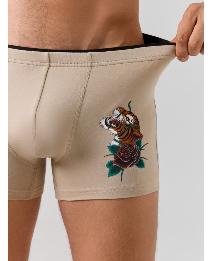Трусы бежевый +печать