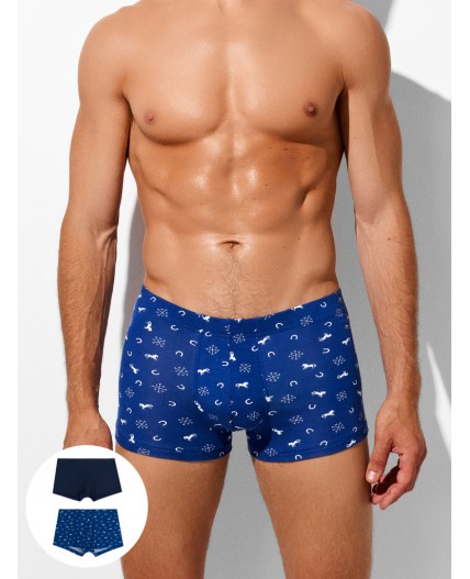 Трусы лого на синем +т.синий