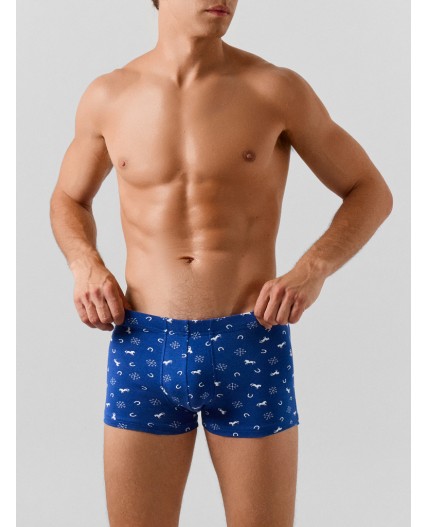 Трусы лого на синем +т.синий