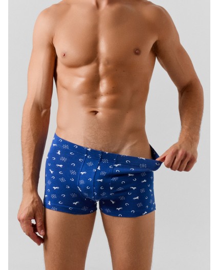 Трусы лого на синем +т.синий