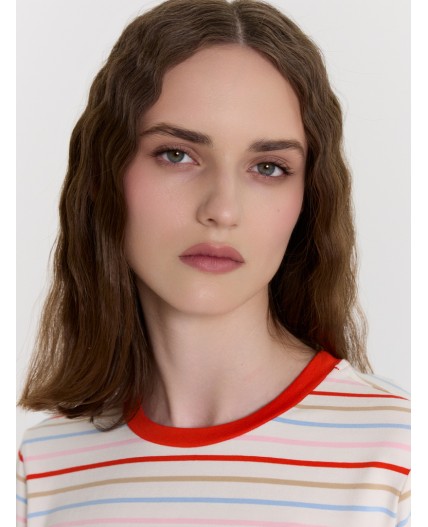 Футболка полоска на св.молочном