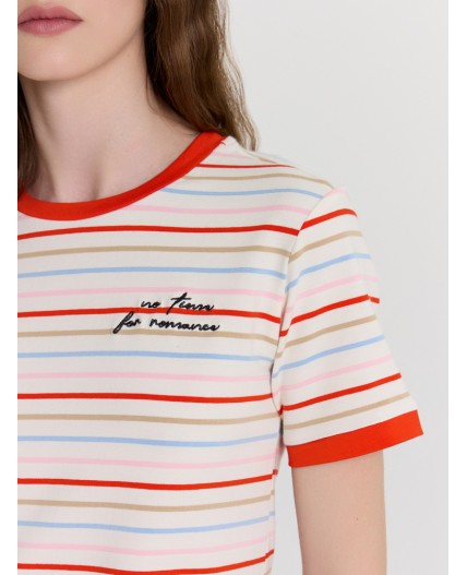 Футболка полоска на св.молочном