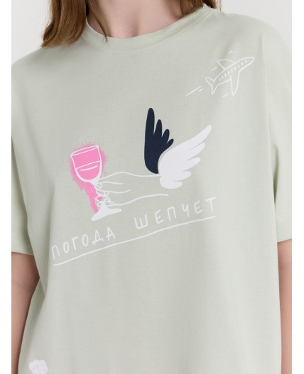 Футболка св.аквамарин +печать