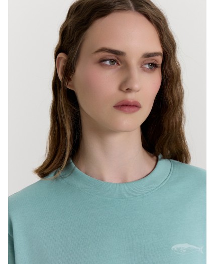 Футболка пыльная бирюза +печать