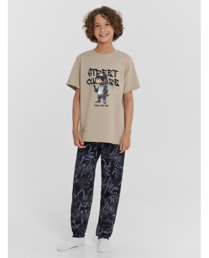 Комплект бежевый +граффити на черном