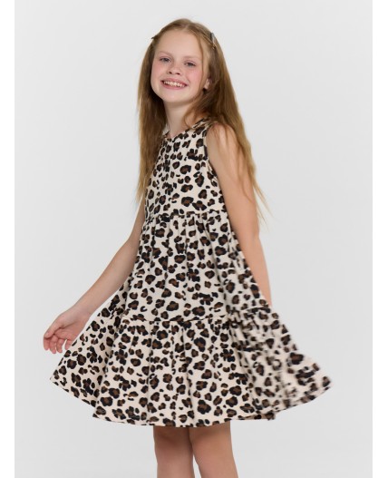 Платье леопард на пудре