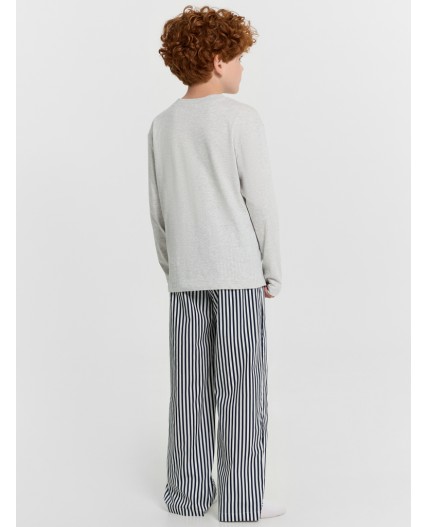 Комплект серый меланж 4306-А +синяя полоска на белом