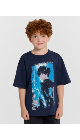 Футболка глубокий синий +печать