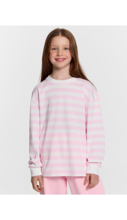 Лонгслив бело -розовая полоска