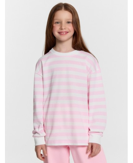 Лонгслив бело -розовая полоска