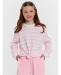 Лонгслив бело -розовая полоска