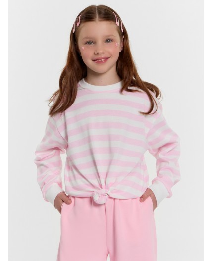 Лонгслив бело -розовая полоска