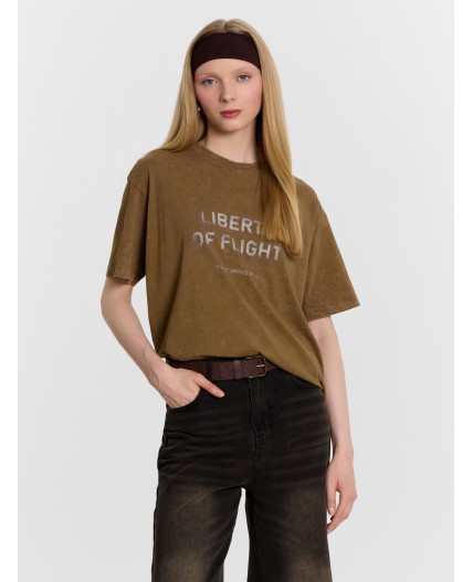 Футболка acid wash кенгуру +печать