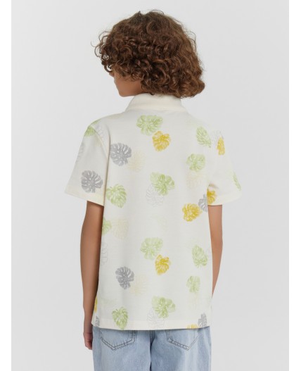 Поло тропические листья на молочном