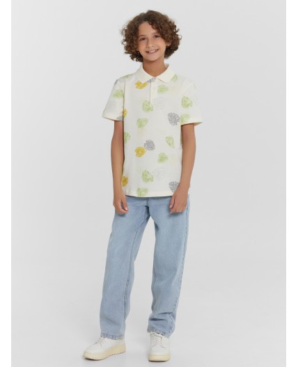 Поло тропические листья на молочном