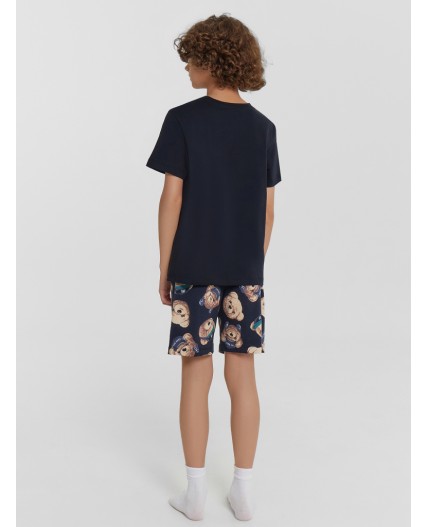 Пижама черный +мишки на неви