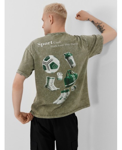 Футболка травянистая варка +печать