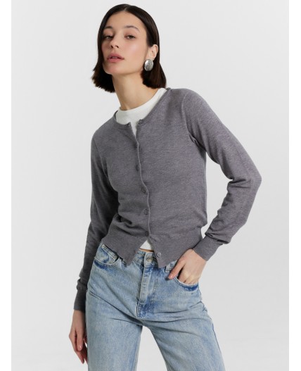 Кардиган темно -серый меланж