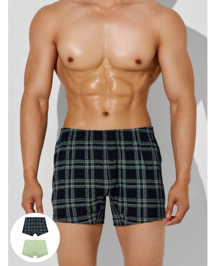 Трусы клетка на черном +св.зеленый