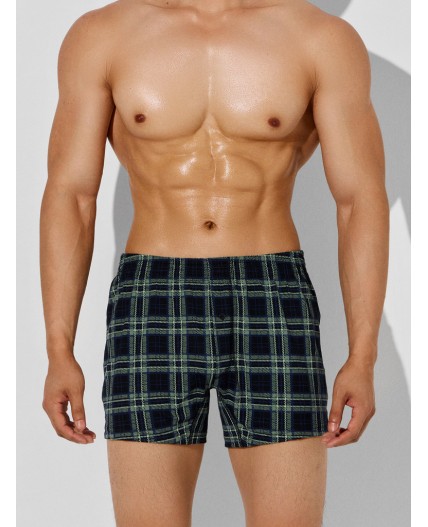 Трусы клетка на черном +св.зеленый