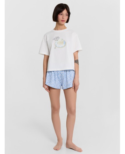 Комплект белый +голубые цветочки на белом