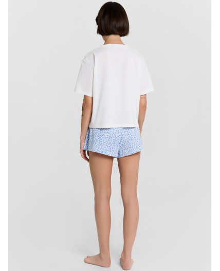 Комплект белый +голубые цветочки на белом