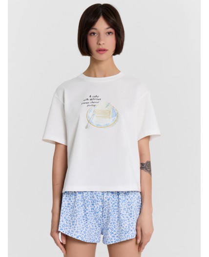 Комплект белый +голубые цветочки на белом