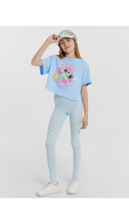 Легинсы горошек на голубом