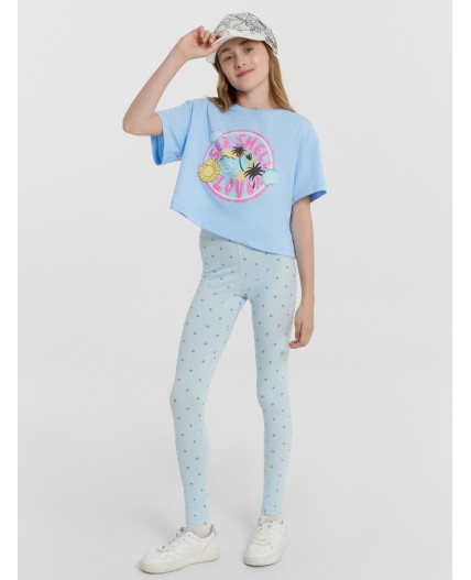 Легинсы горошек на голубом