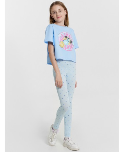 Легинсы горошек на голубом