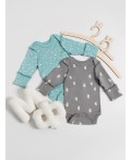 Боди горошки на бирюзе +дольки на сером